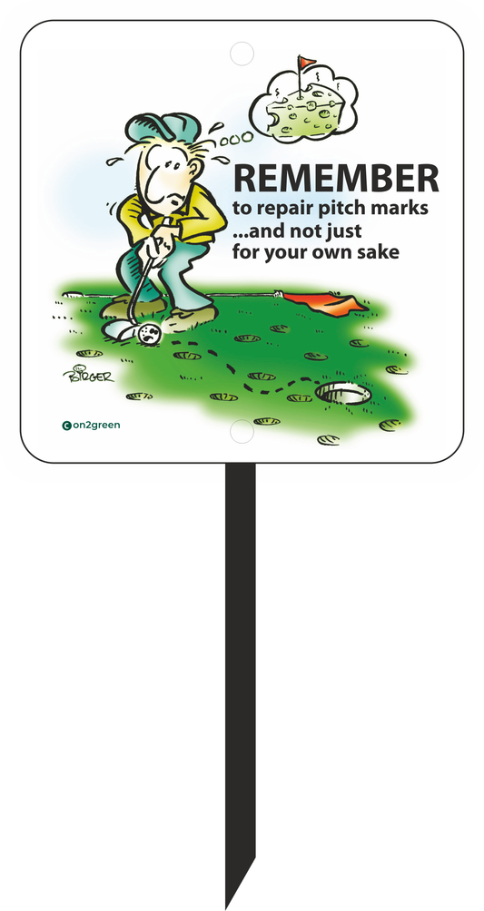 Golf sign: Remember to repair your pitch marks