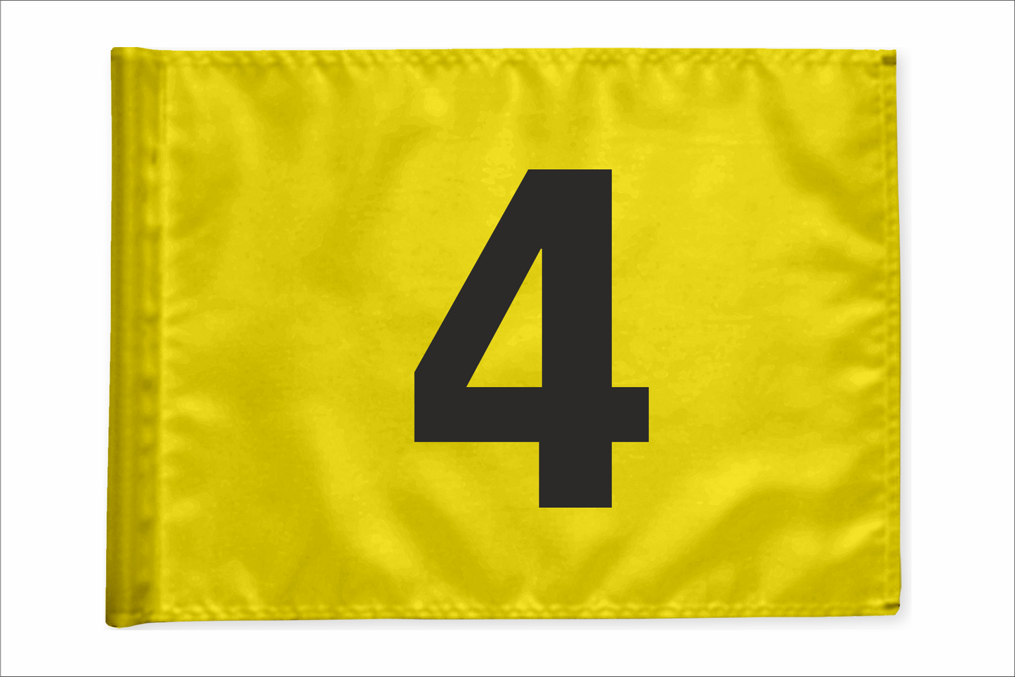 Single golf flag, yellow with optional hole number, 200 gram fabric