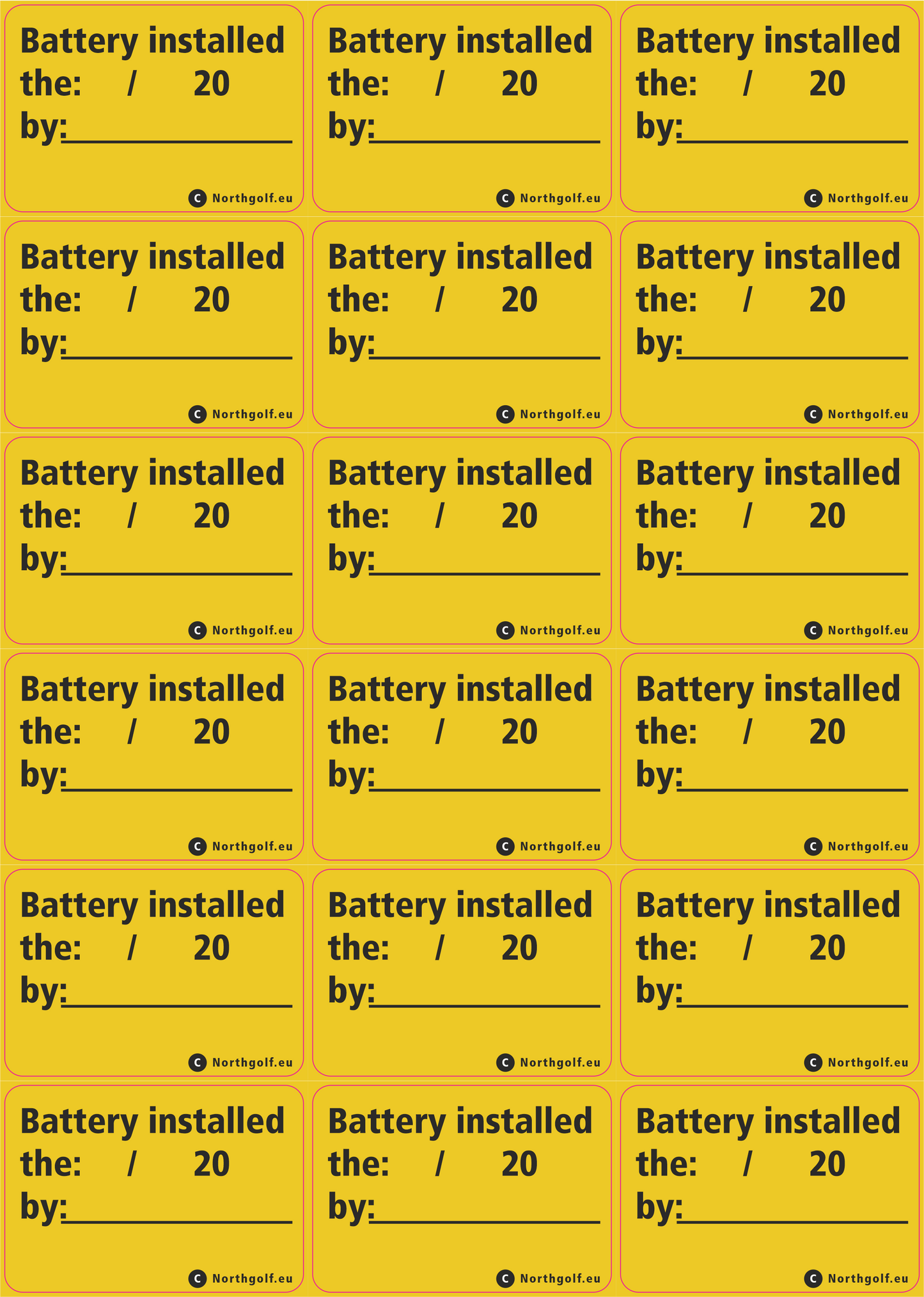 Sticker: "Last Battery Change…"