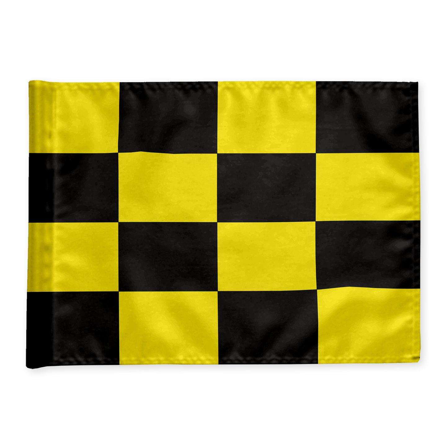 Puttinggreenflag, checkered black/yellow, 200 gram fabric