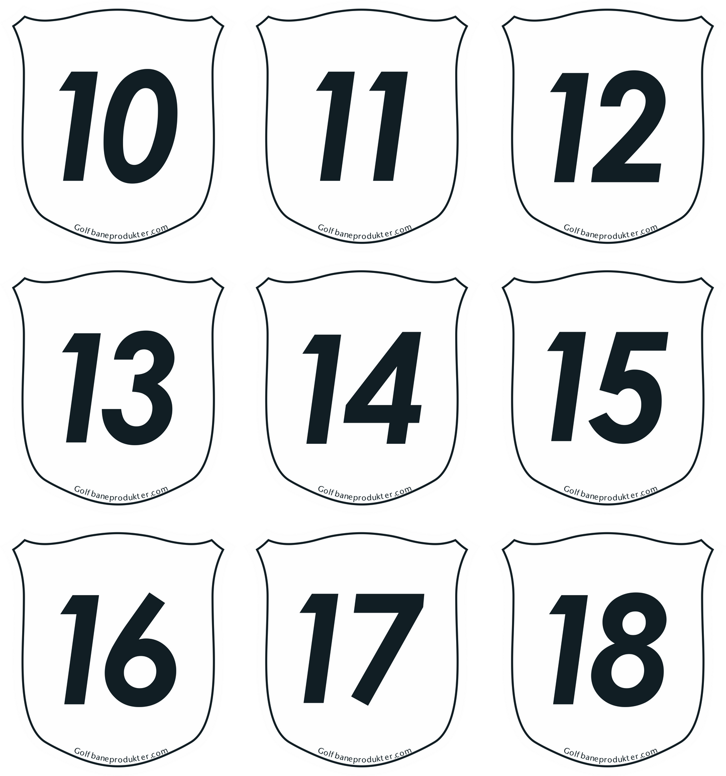 Stickers 10-18 for shield Putting Green Flags