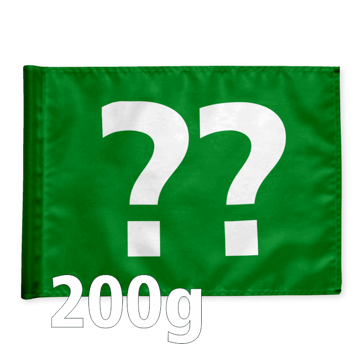 Single golf flag, green with optional hole number, 200 gram fabric