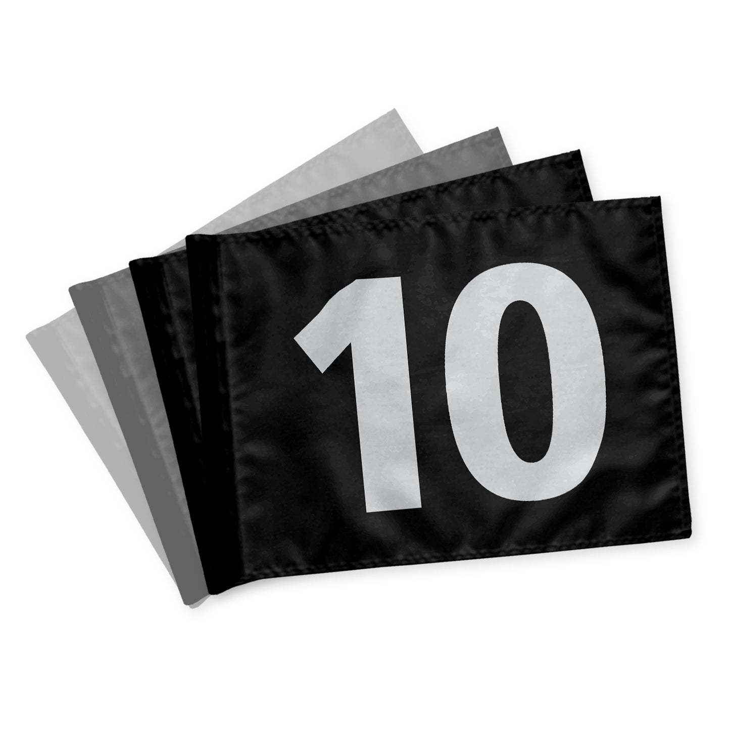 Puttinggreenflags 10-18, stiffened, black with white numbers, 200 gram fabric