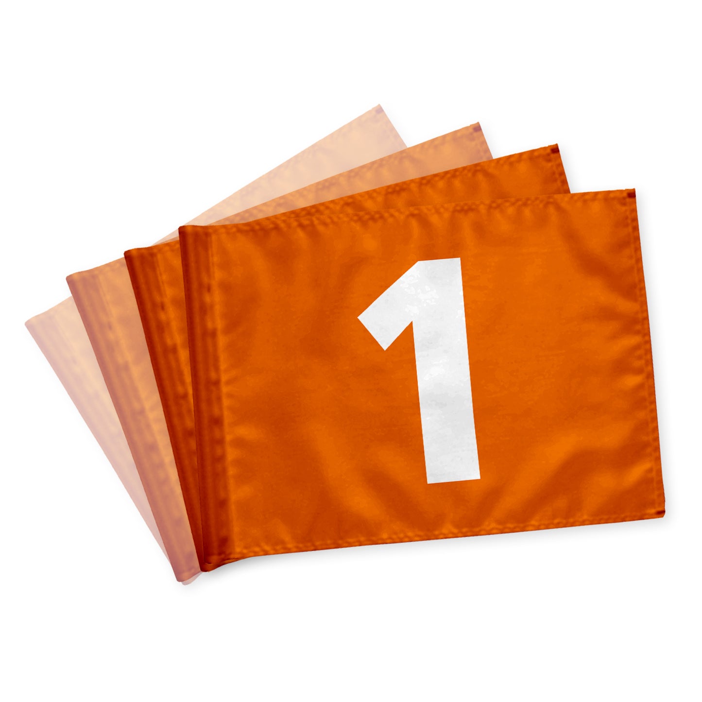 Puttinggreenflags 1-9, orange with white numbers, double-sided, 200 gram fabric