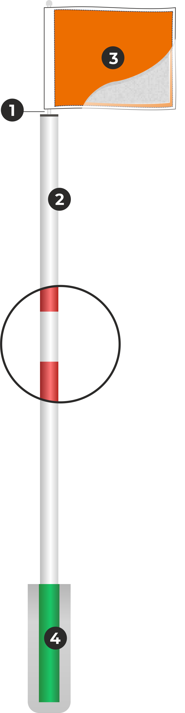 Big Fat Flagstick with orange flag