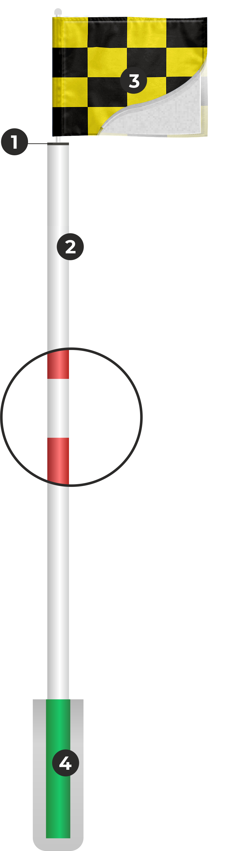 Big Fat Flagstick with black/yellow checkered flag