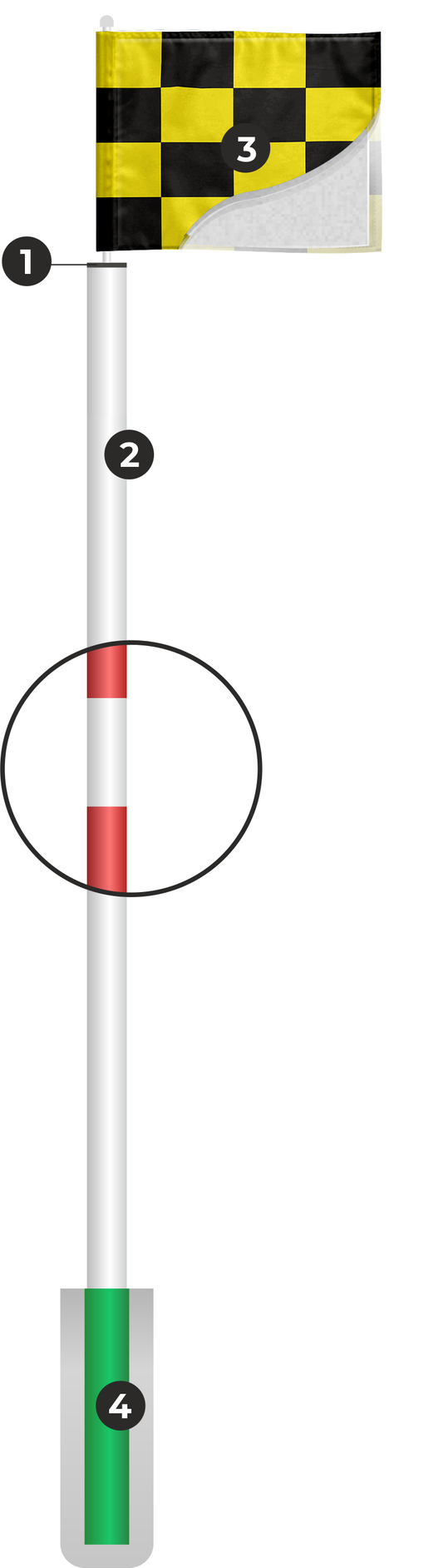 Big Fat Flagstick with black/yellow checkered flag