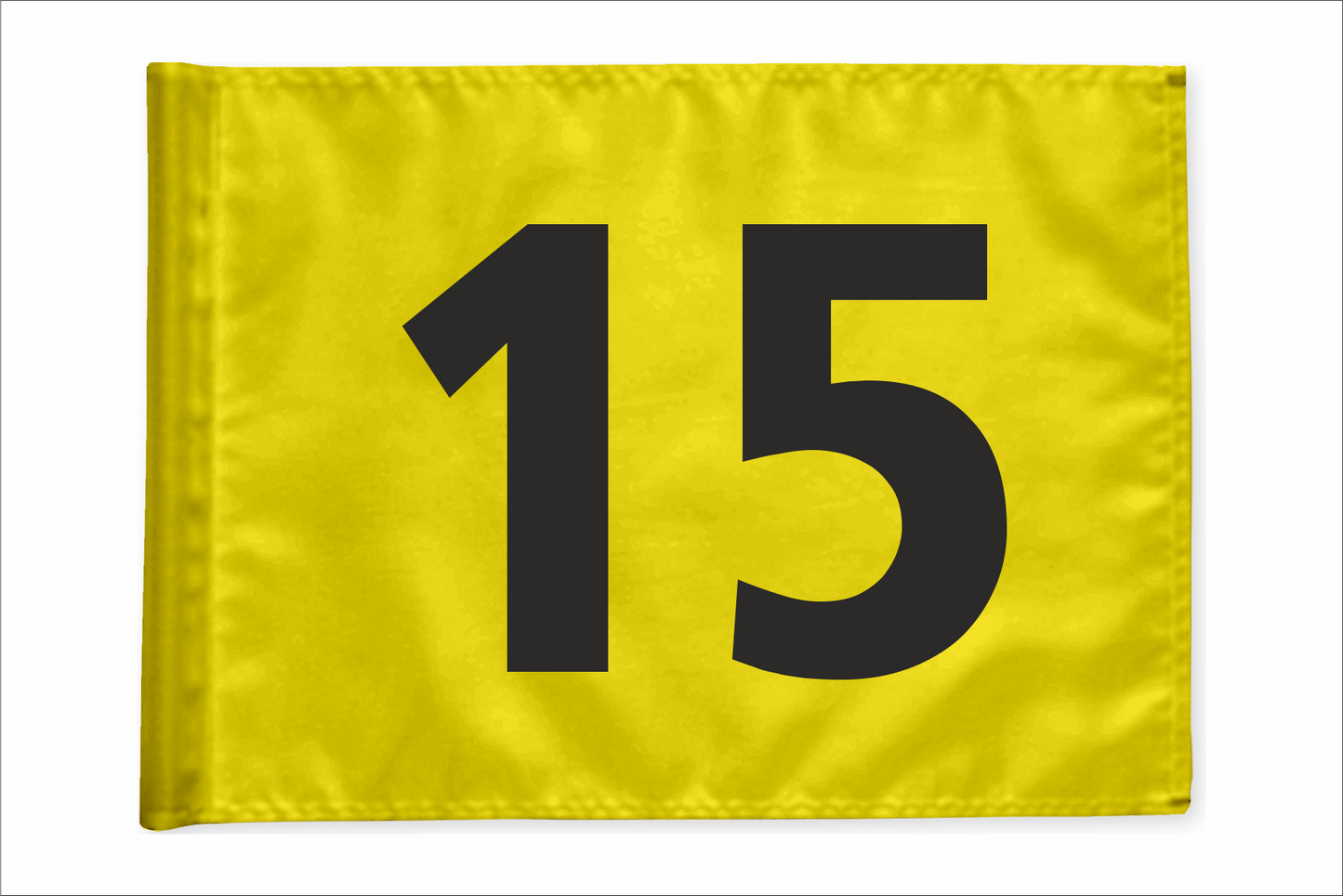 Single golf flag, yellow with optional hole number, 200 gram fabric