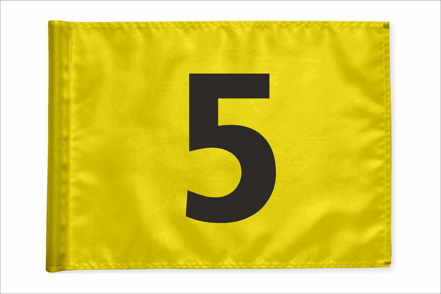 Single golf flag, yellow with optional hole number, 200 gram fabric