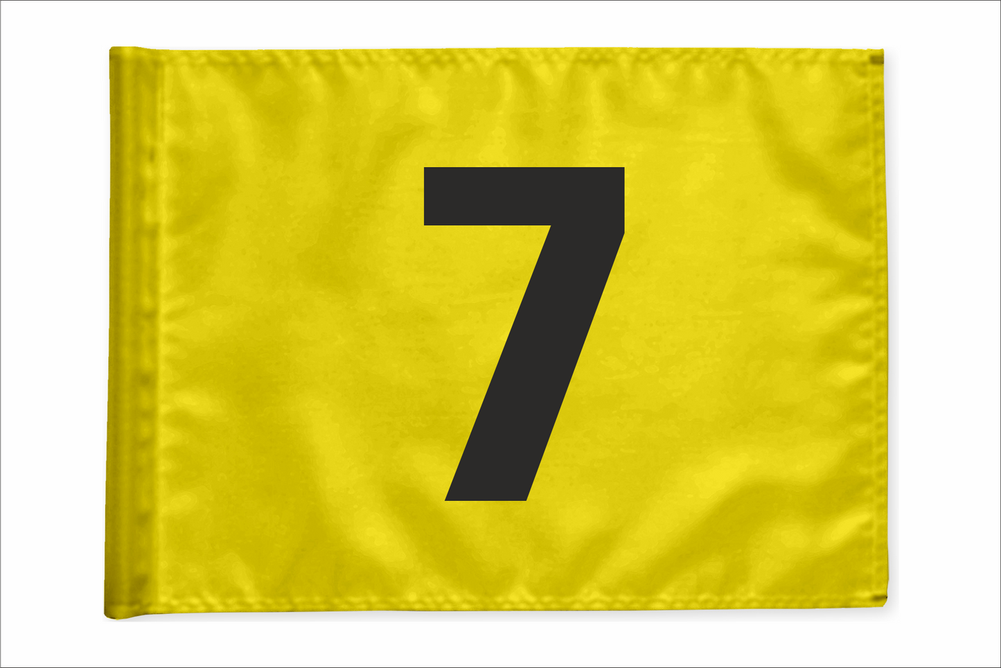 Single golf flag, yellow with optional hole number, 200 gram fabric