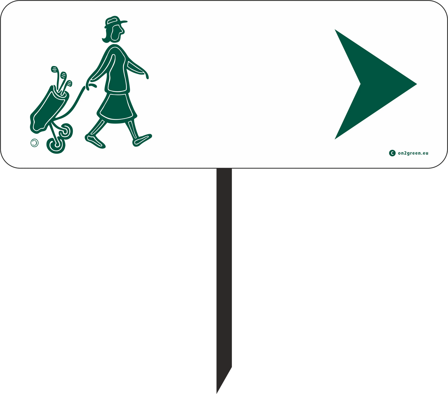 Golf sign: Woman + arrow right