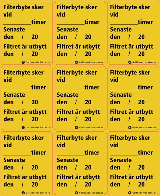 Klistemærke 'Filter skiftes..'