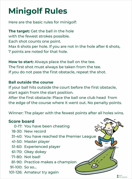 Rule sign for MiniGolf / Adventure Golf