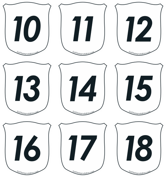 Stickers 10-18 for shield Putting Green Flags