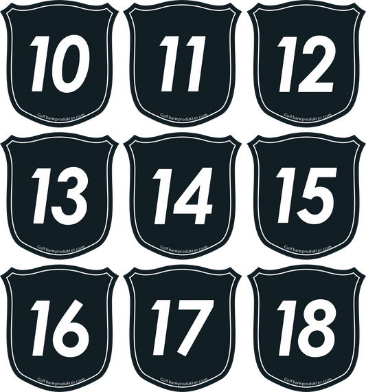 Stickers 10-18 for shield Putting Green Flags