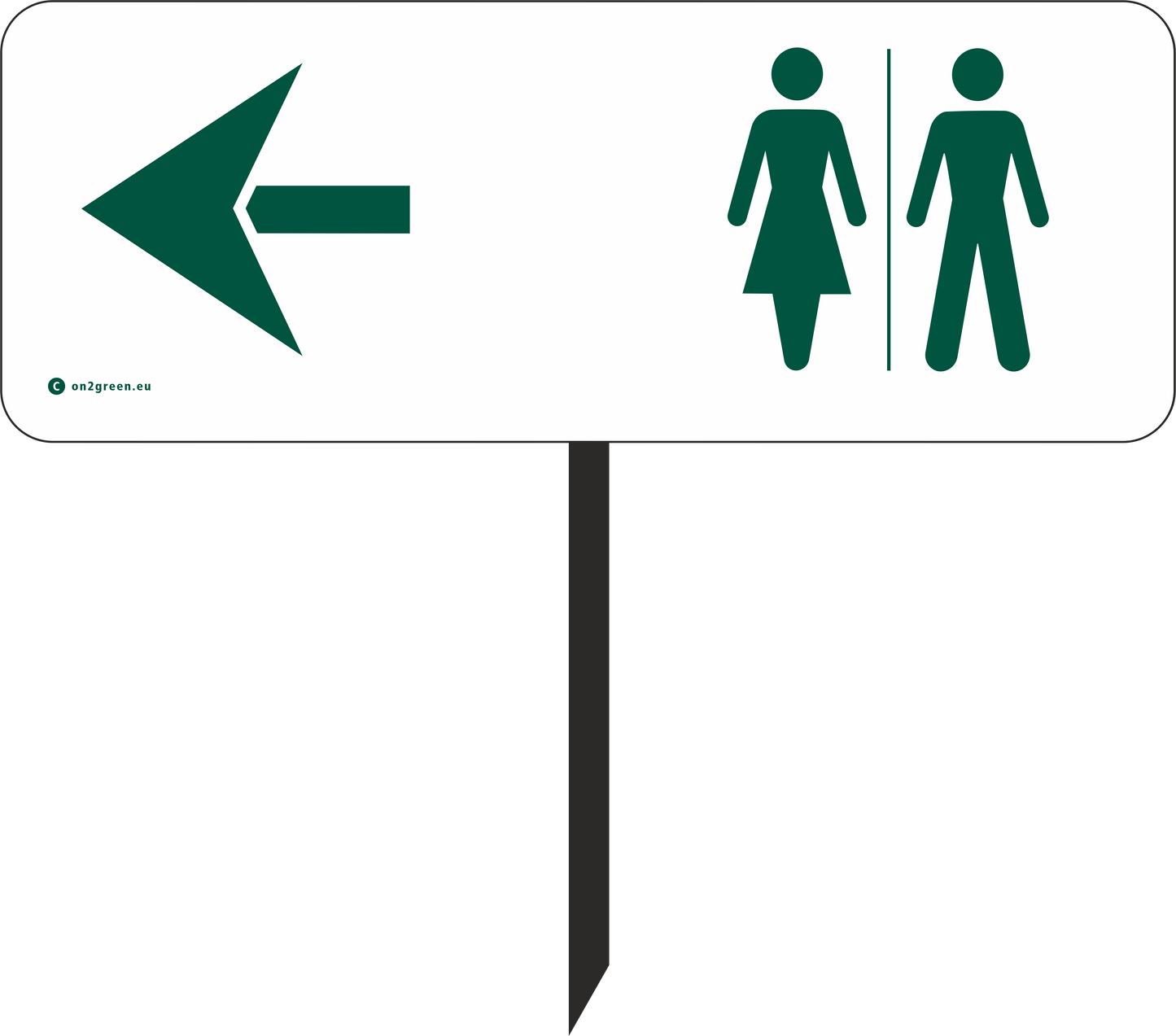 Golfsign: Toilet symbol + arrow left