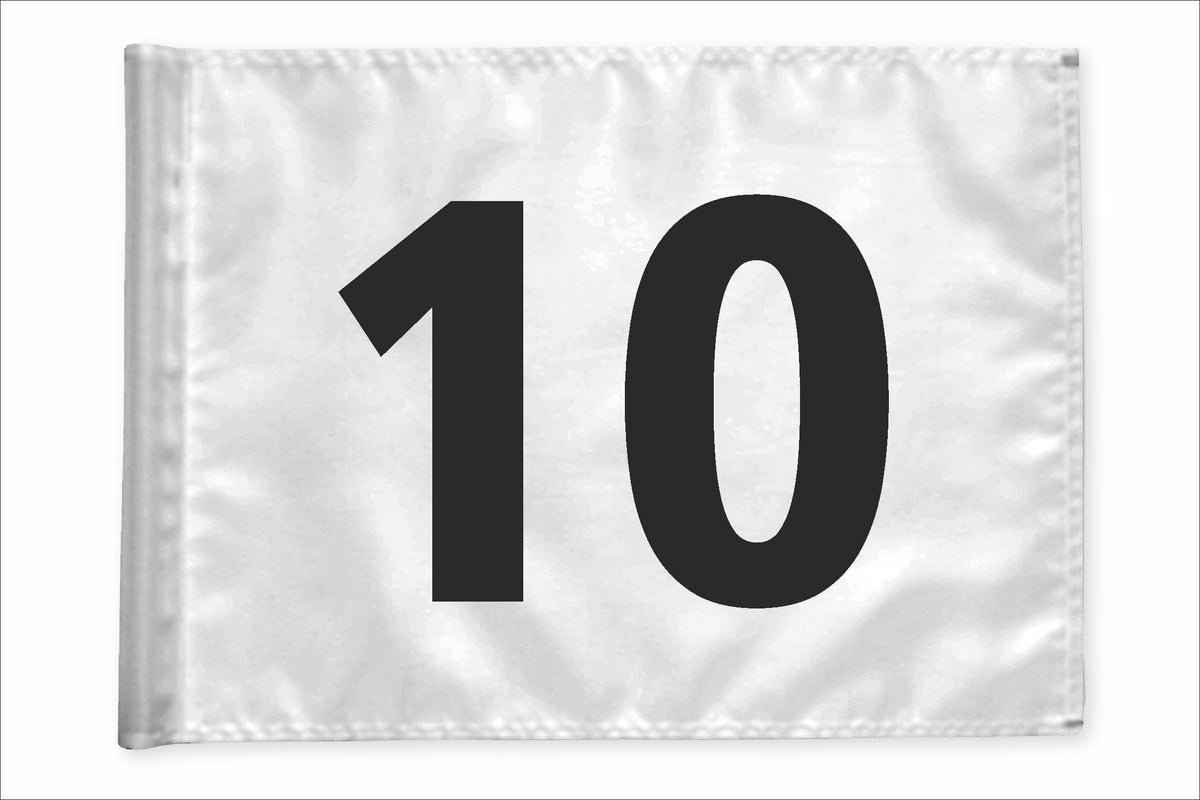 Stykvis golfflag, hvid, nummer 10