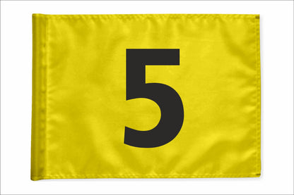 Stykvis golfflag, gul, nummer 5