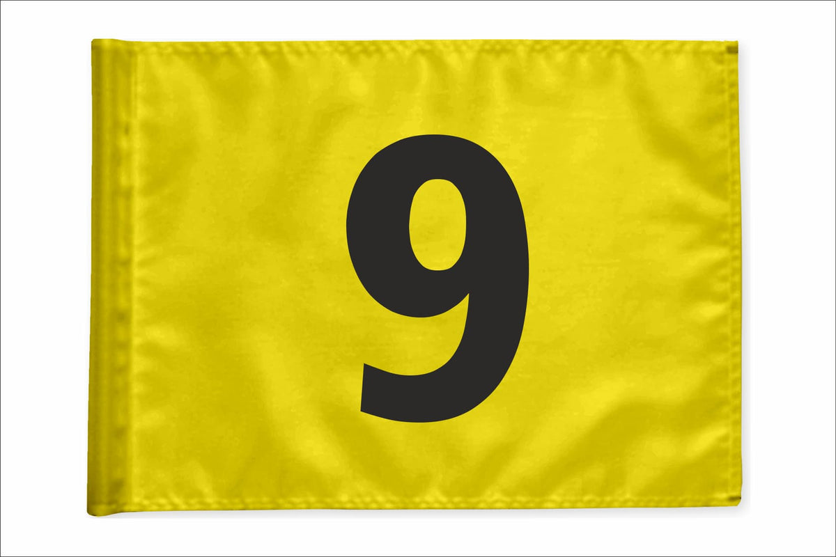 Stykvis golfflag, gul, nummer 9