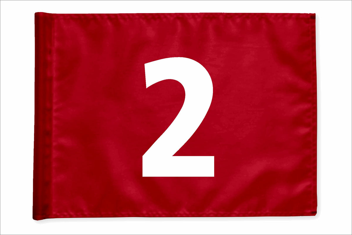Stykvis golfflag, rød, nummer 2