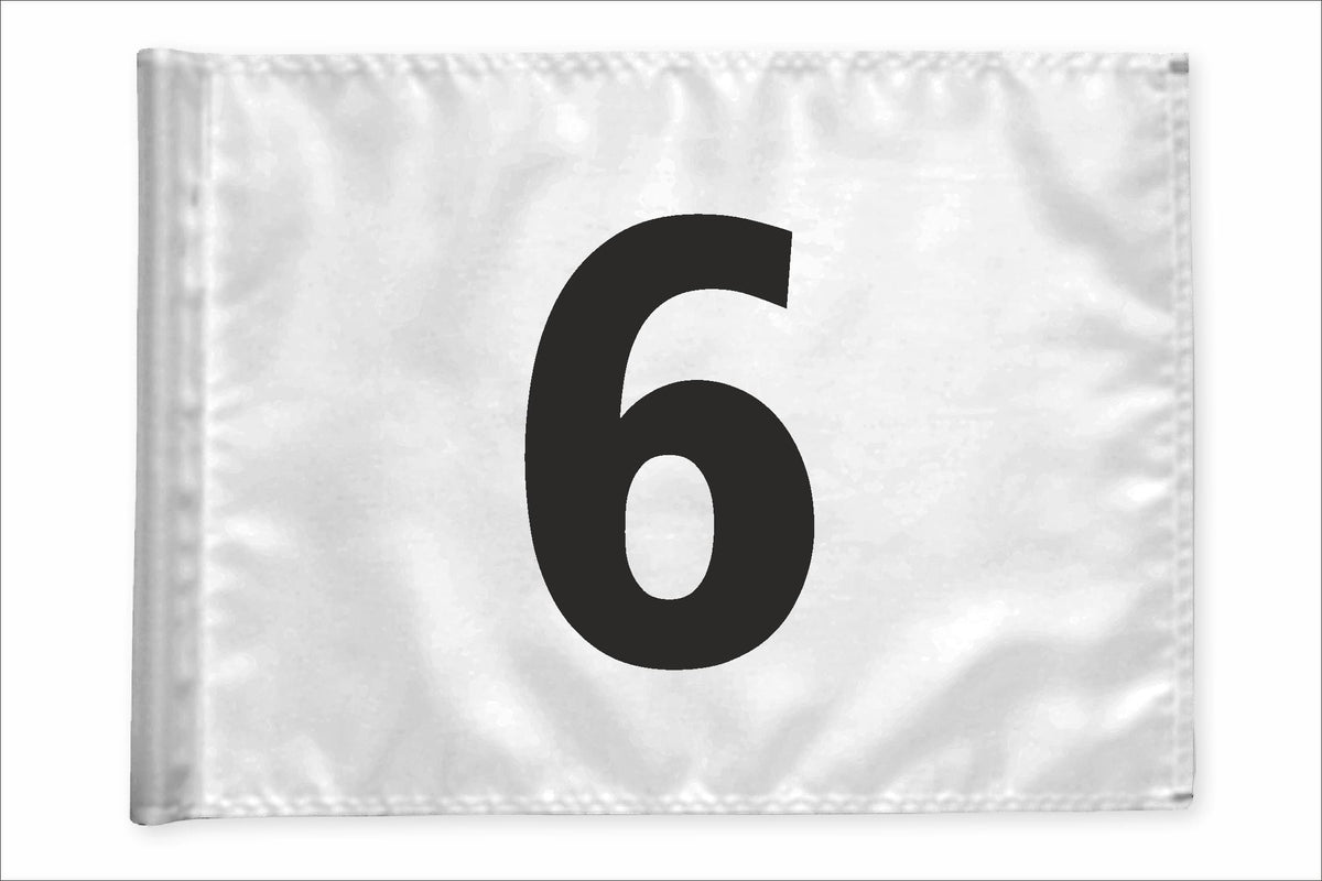 Stykvis golfflag, hvid, nummer 6