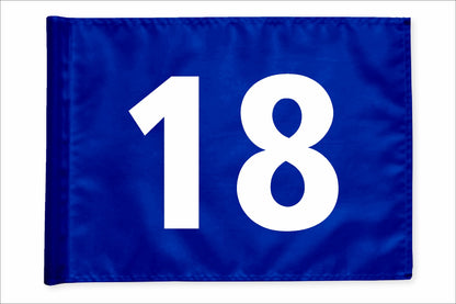 Stykvis golfflag, blå, nummer 18