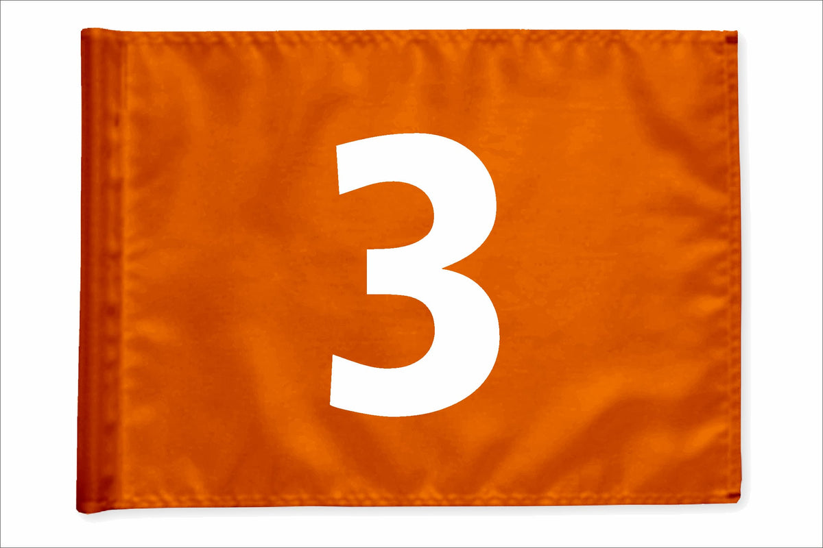 Stykvis golfflag, orange, nummer 3