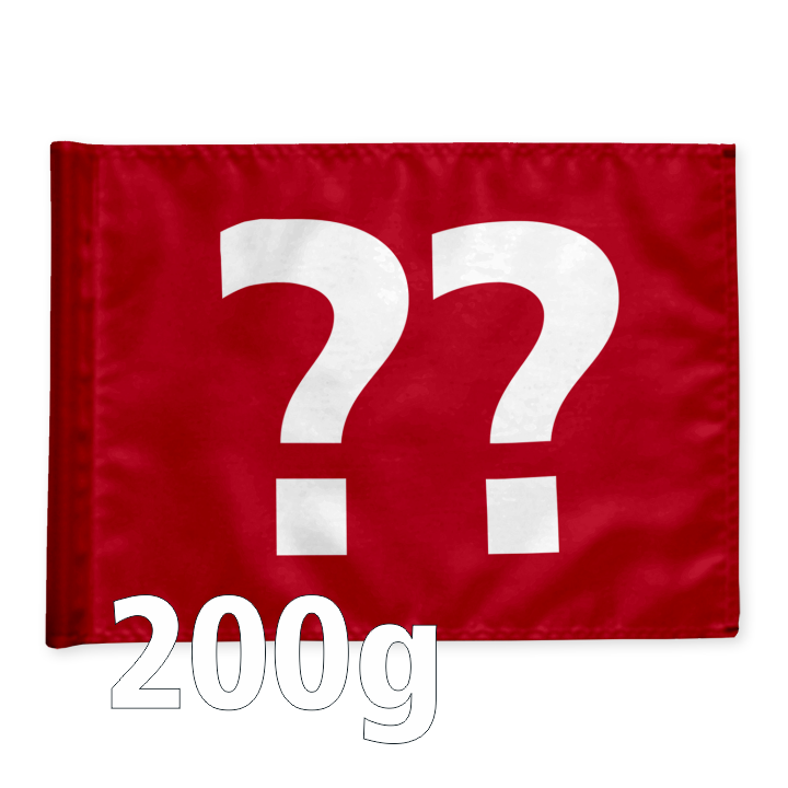 Single golf flag,red with optional hole number, braced, 200 gram fabric.