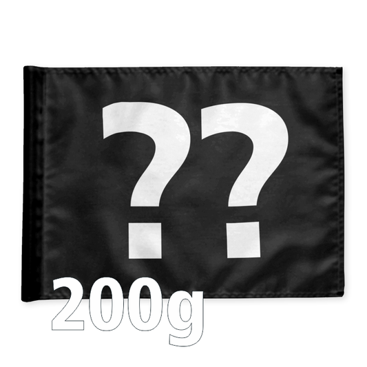 Single golf flag, black with optional hole number, braced, 200 gram fabric.