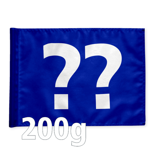 Single golf flag, blue with optional hole number, braced, 200 gram fabric.
