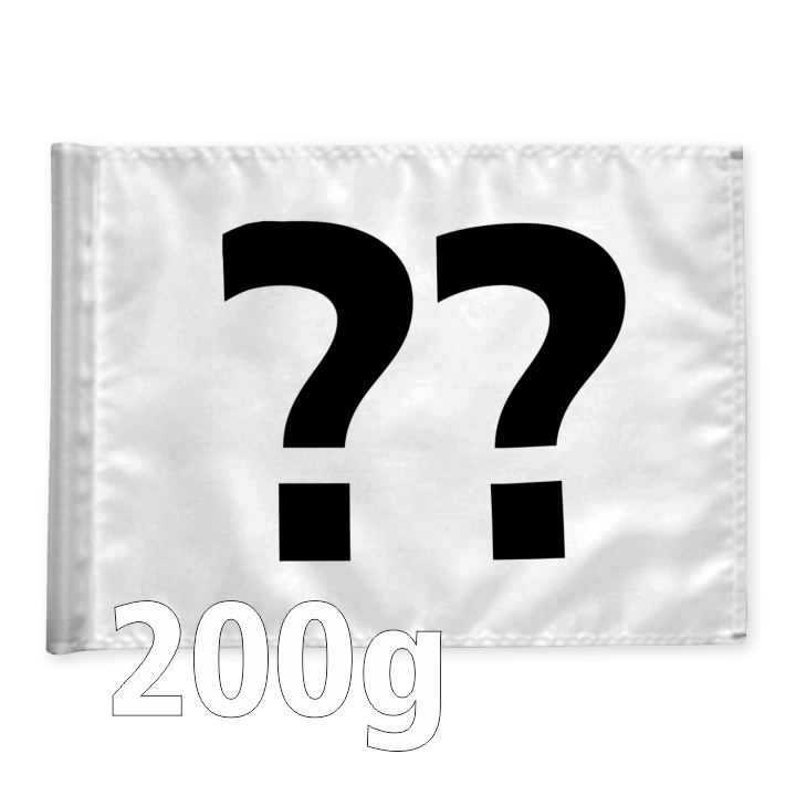 Single golf flag, white with optional hole number, braced, 200 gram fabric.