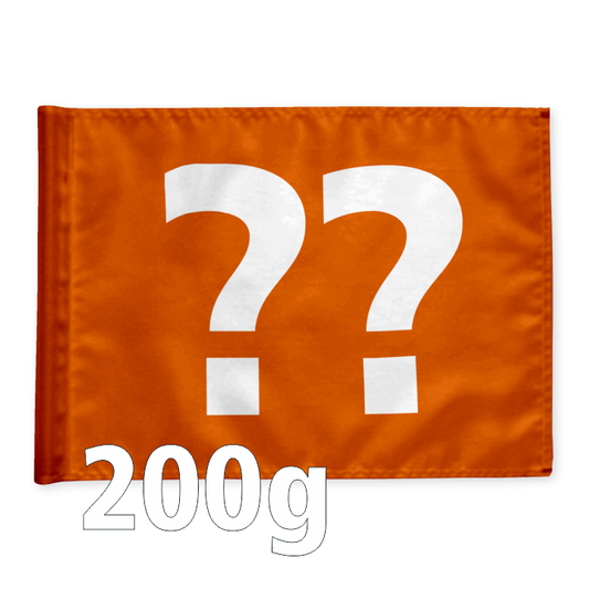 Single golf flag, orange with optional hole number, braced, 200 gram fabric.
