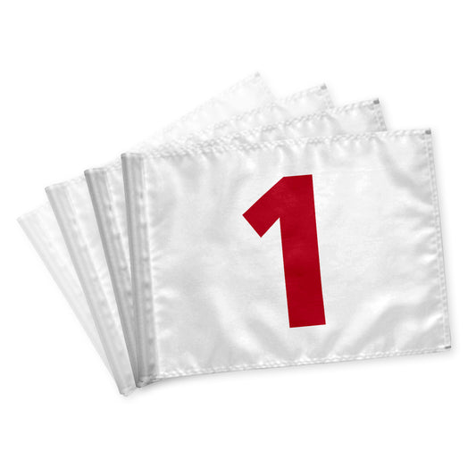 Golf Flags 1-9, white w/ red, 115 g