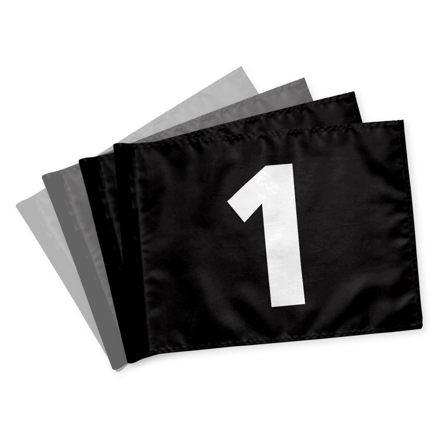 Puttinggreenflags 1-9, stiffened,  black with white numbers, 200 gram fabric