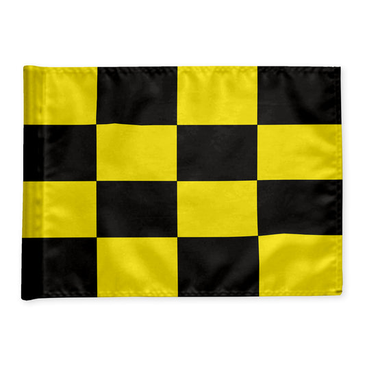 Golf flag checkered, black/yellow, 200 gram fabric