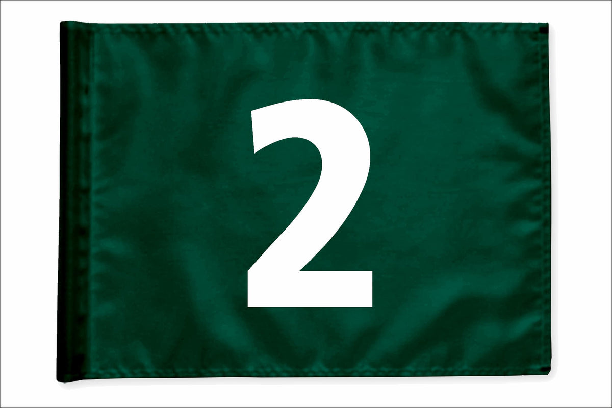 Stykvis minigolfflag, grøn, nummer 2