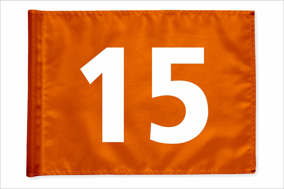 Stykvis minigolfflag, orange, nummer 15