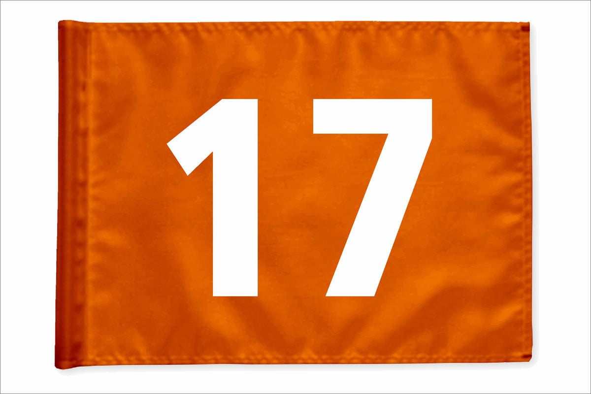 Stykvis minigolfflag, orange, nummer 17