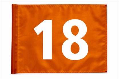 Stykvis minigolfflag, orange, nummer 18