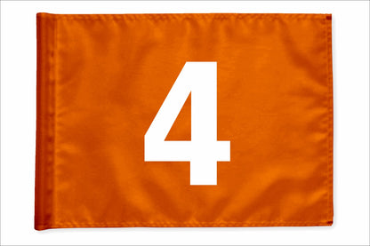 Stykvis minigolfflag, orange, nummer 4