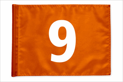Stykvis minigolfflag, orange, nummer 9
