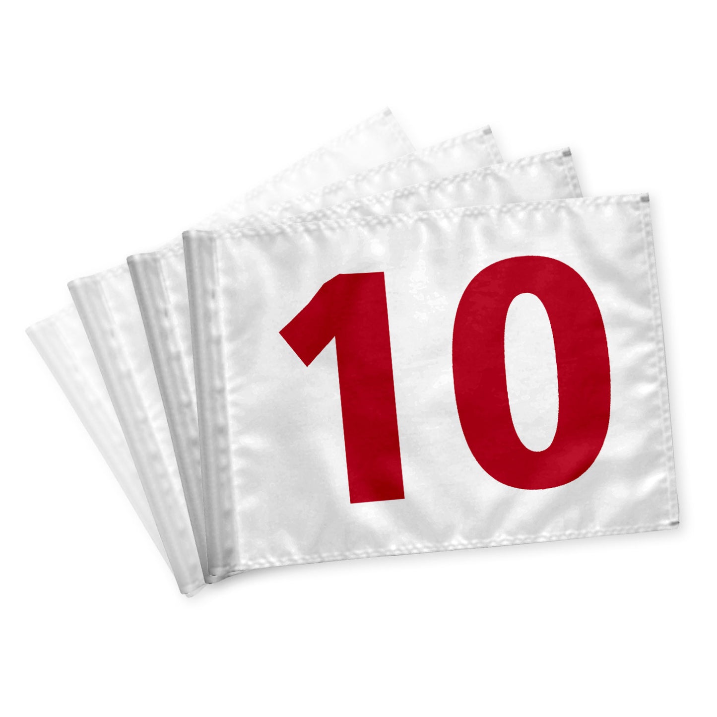 Golf Flags 10-18, white with red numbers, 115 gram fabric
